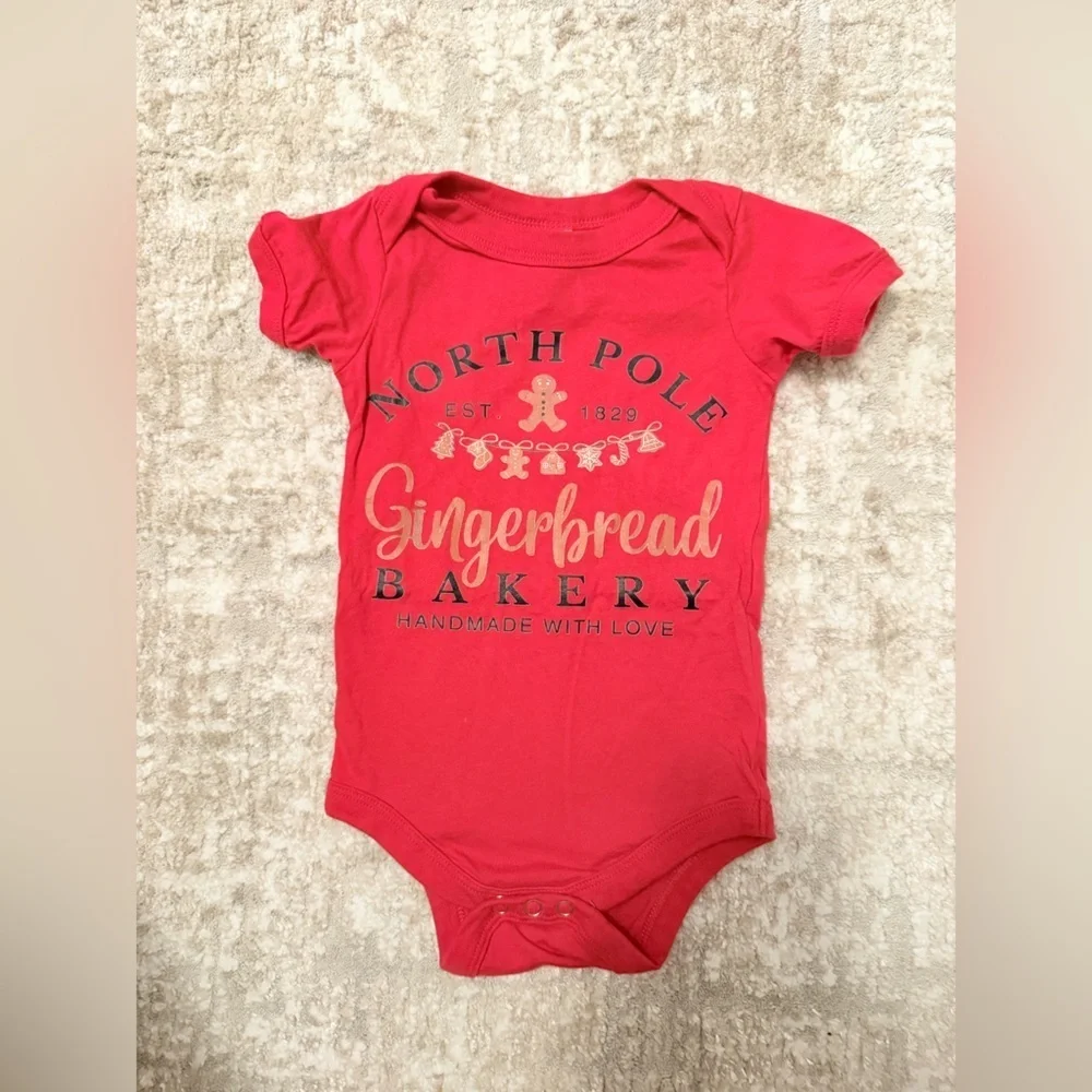 Bella Canvas Red North Pole Kids Bodysuit size 12-18M-NWOT